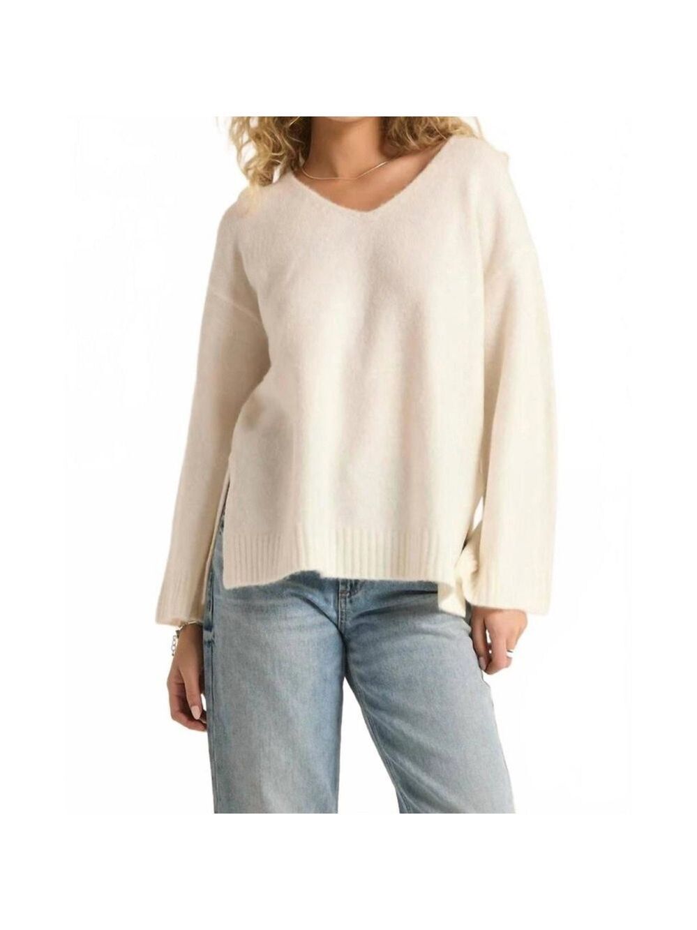 NWT Z Supply Modern Sweater In Sea Salt SZ L Longer Length Relaxed Fit